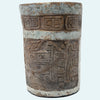 Maya Ceramic Cylinder Vessel with Stucco Decoration and Incised Glyphs