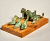 Italic Group of four Small Bronze Felines and Four Birds