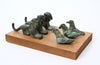 Italic Group of four Small Bronze Felines and Four Birds