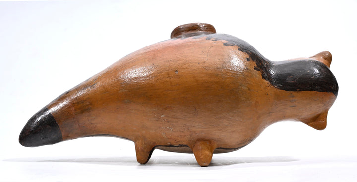 Pre-Columbian Nazca Polychrome Pottery Feline Effigy Vessel