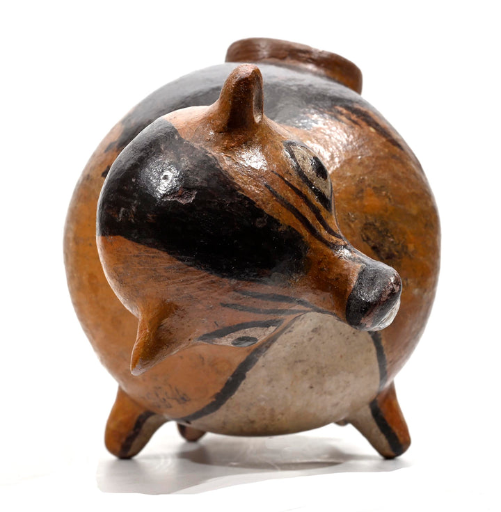 Pre-Columbian Nazca Polychrome Pottery Feline Effigy Vessel