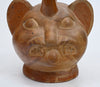 Moche Pottery Feline Headed Stirrup Vessel