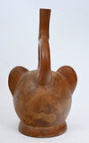 Moche Pottery Feline Headed Stirrup Vessel