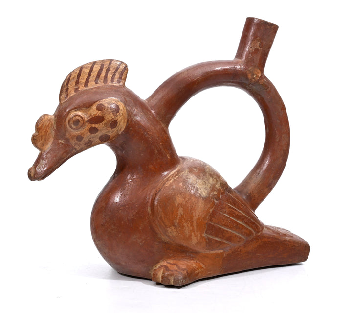 Moche Pottery Bird Formed Stirrup Vessel