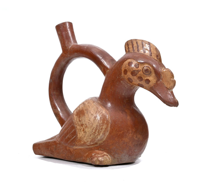 Moche Pottery Bird Formed Stirrup Vessel