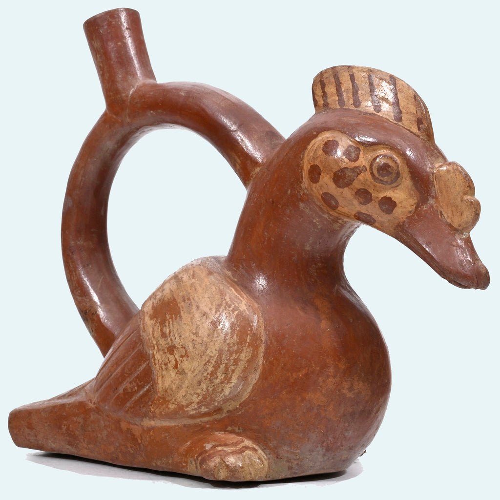 Moche Pottery Bird Formed Stirrup Vessel