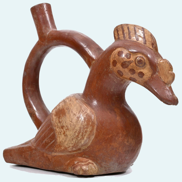Moche Pottery Bird Formed Stirrup Vessel