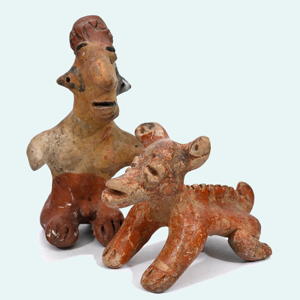 Pre-Columbian Jalisco Male Figure with Dog