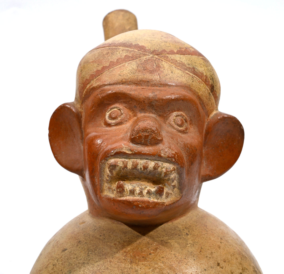 Moche Pottery Monkey God Stirrup Vessel
