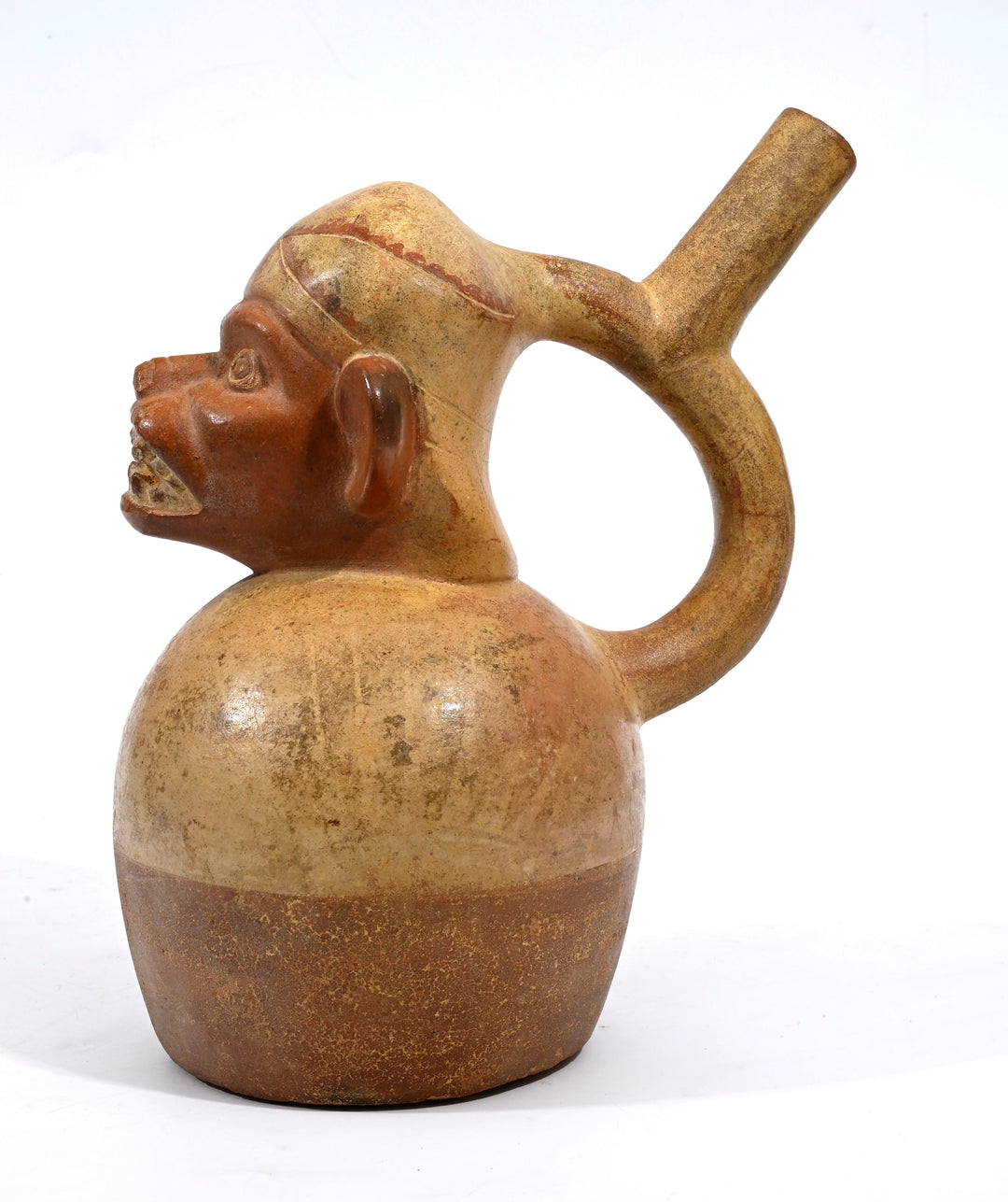 Moche Pottery Monkey God Stirrup Vessel