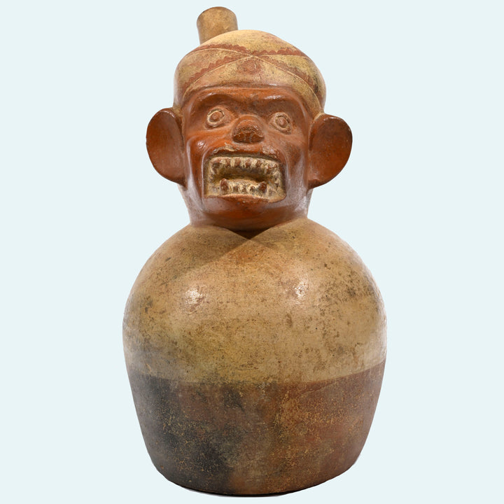 Moche Pottery Monkey God Stirrup Vessel