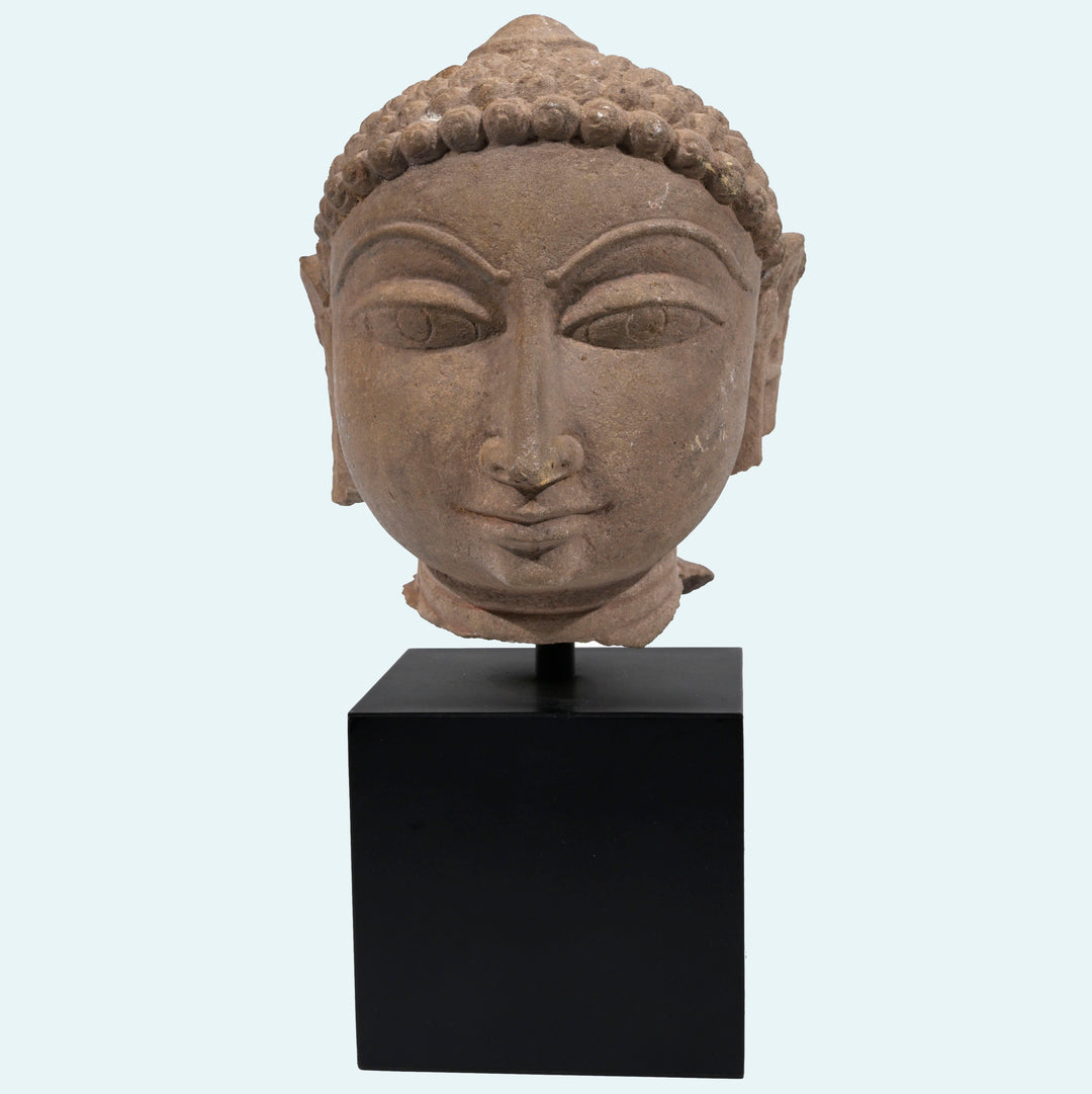 Beautiful Indian Sandstone Head of a Jina Tirthankara