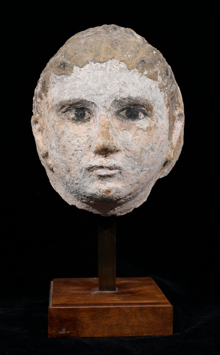 Roman Egyptian Painted Plaster Mummy Mask