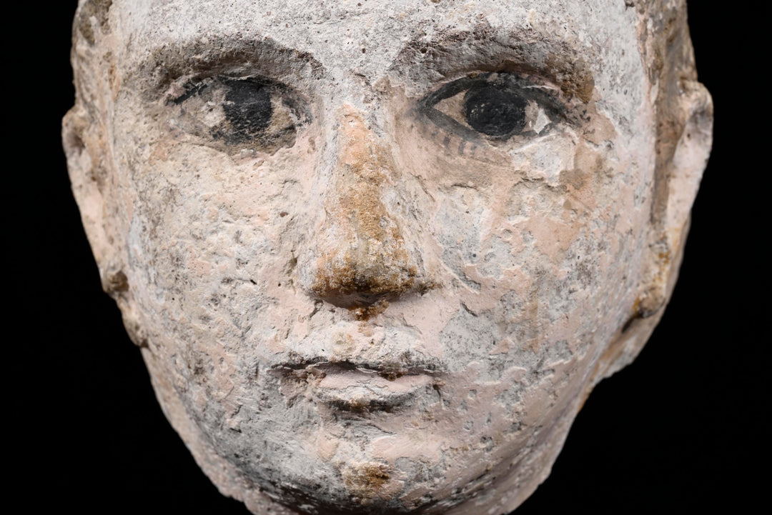 Roman Egyptian Painted Plaster Mummy Mask