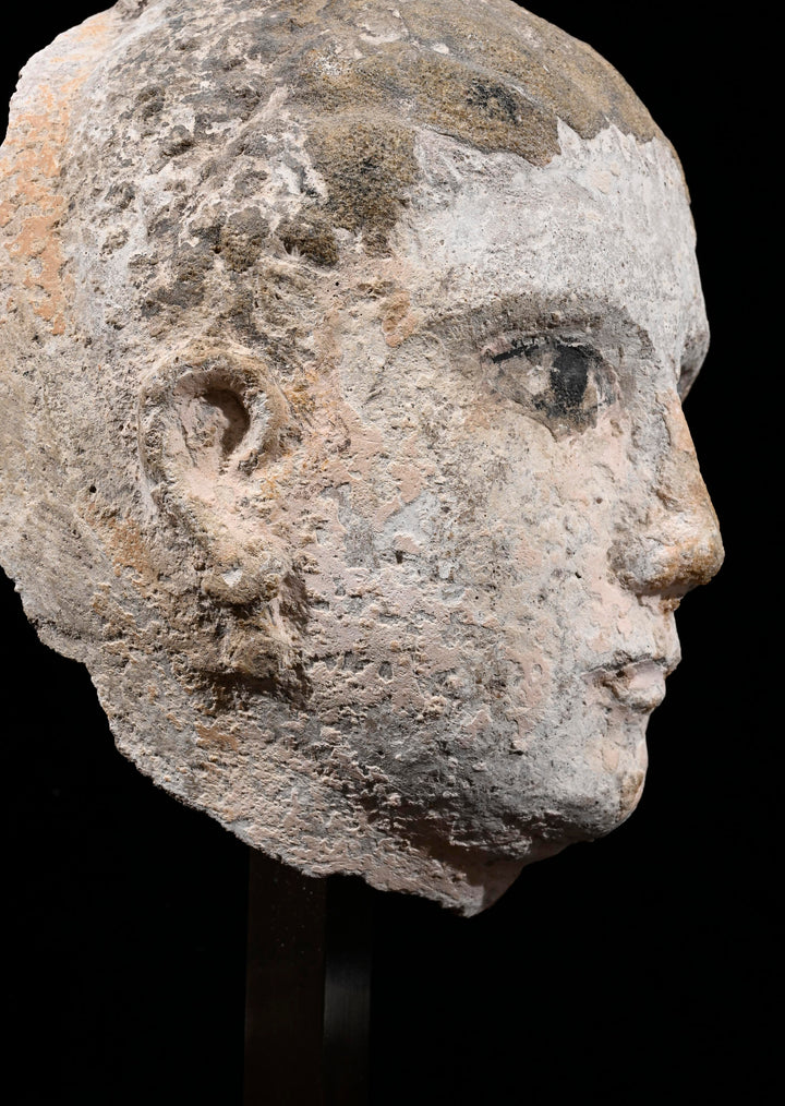 Roman Egyptian Painted Plaster Mummy Mask