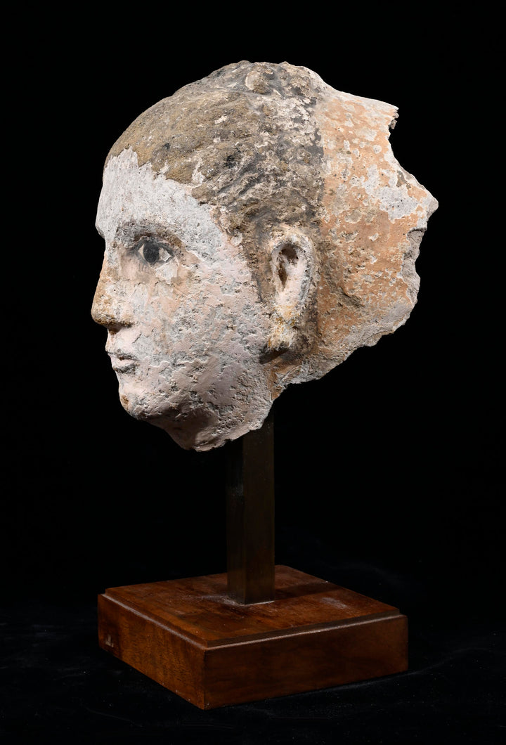 Roman Egyptian Painted Plaster Mummy Mask