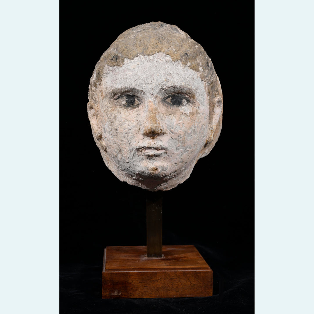 Roman Egyptian Painted Plaster Mummy Mask