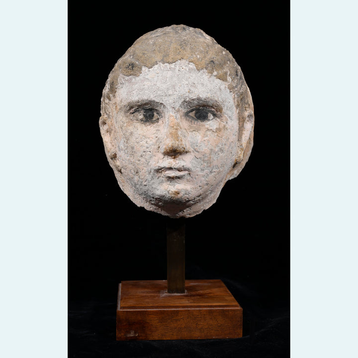 Roman Egyptian Painted Plaster Mummy Mask