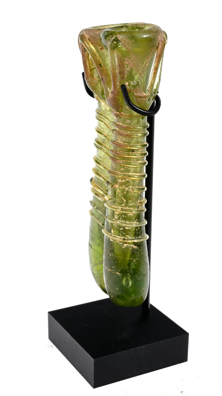 Roman Green Glass Double Chambered Unguentarium