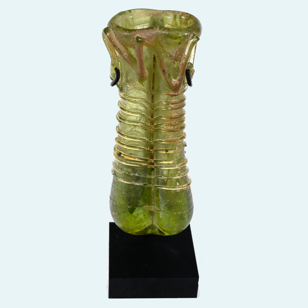 Roman Green Glass Double Chambered Unguentarium