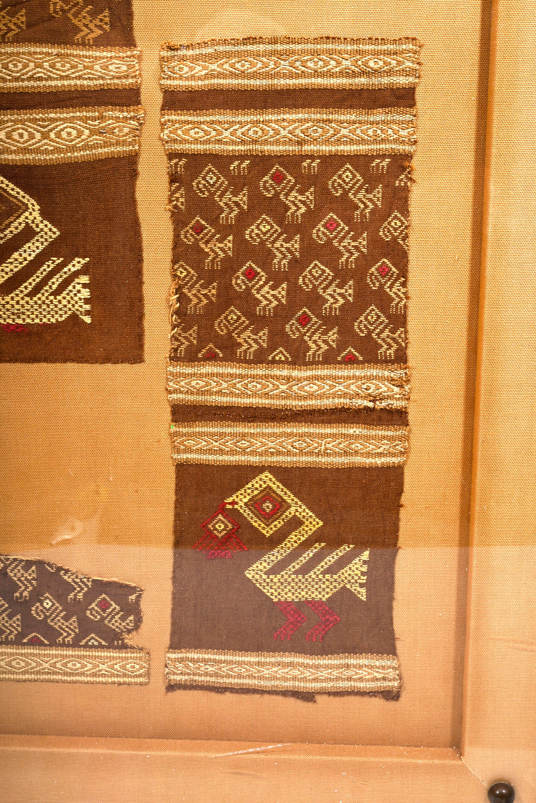 Framed Chimú Textile Panels with Bird Motifs