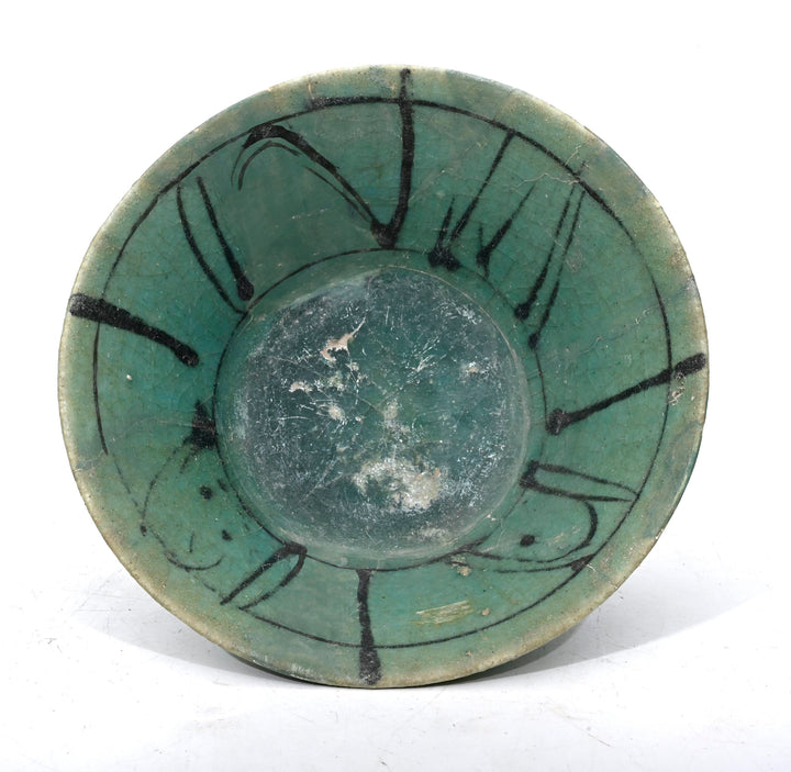 Kashan Turquoise-Glazed Bowl with Black Decoration