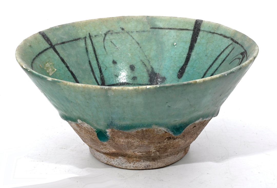 Kashan Turquoise-Glazed Bowl with Black Decoration