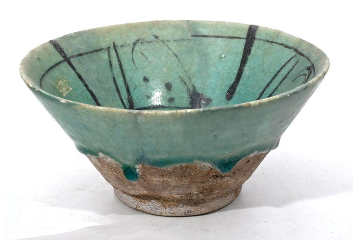Kashan Turquoise-Glazed Bowl with Black Decoration