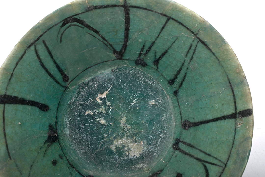 Kashan Turquoise-Glazed Bowl with Black Decoration