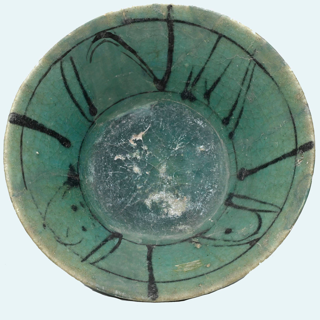 Kashan Turquoise-Glazed Bowl with Black Decoration