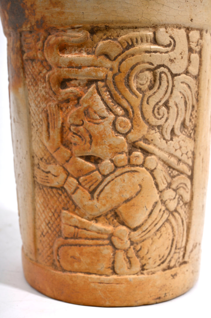 Maya Pottery Incised Ritual Cylinder Vessel