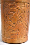 Maya Pottery Incised Ritual Cylinder Vessel
