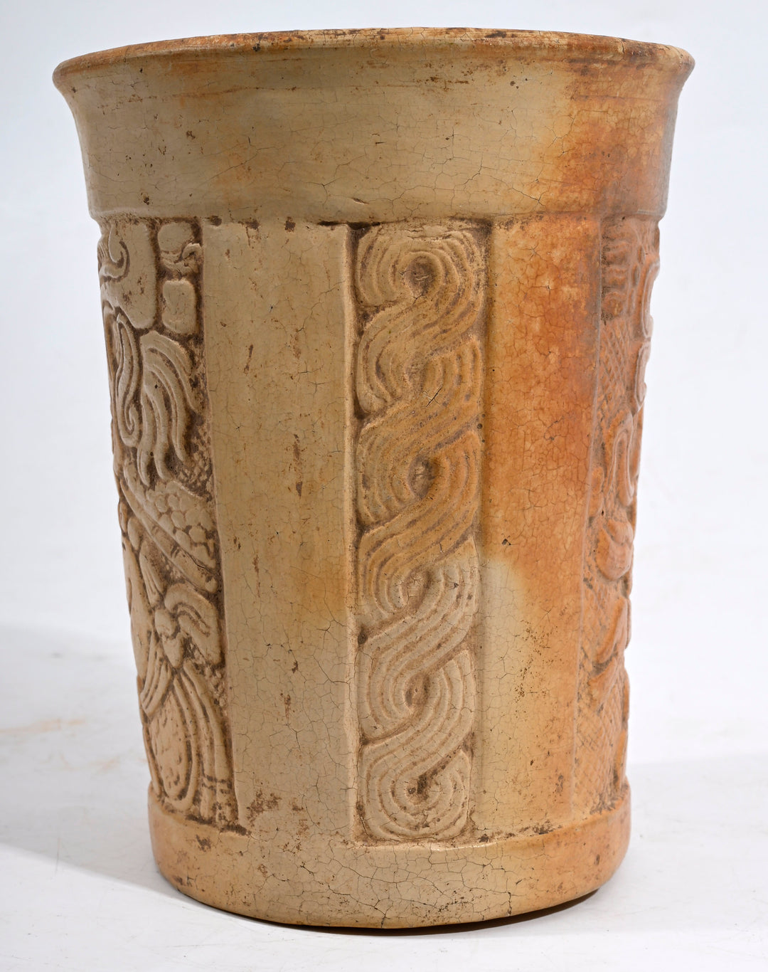 Maya Pottery Incised Ritual Cylinder Vessel