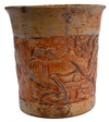 Maya Relief-Carved Pottery Cylinder Vessel depicting Hero Twin and Underworld Creatures