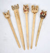 Set of Five Moche/Chimú Bone Tupu Pins with Bird Finials