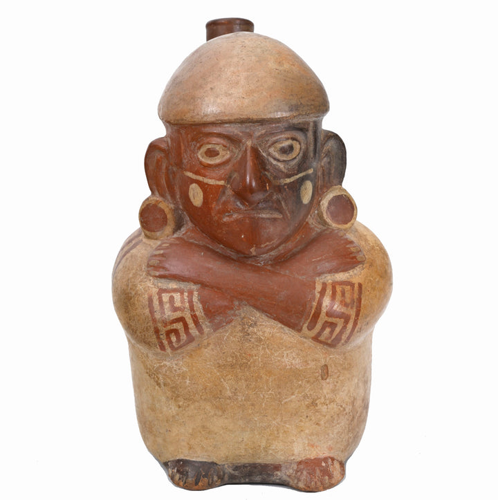 Moche (Mochica) Pottery Bi-chrome Figural Stirrup Vessel