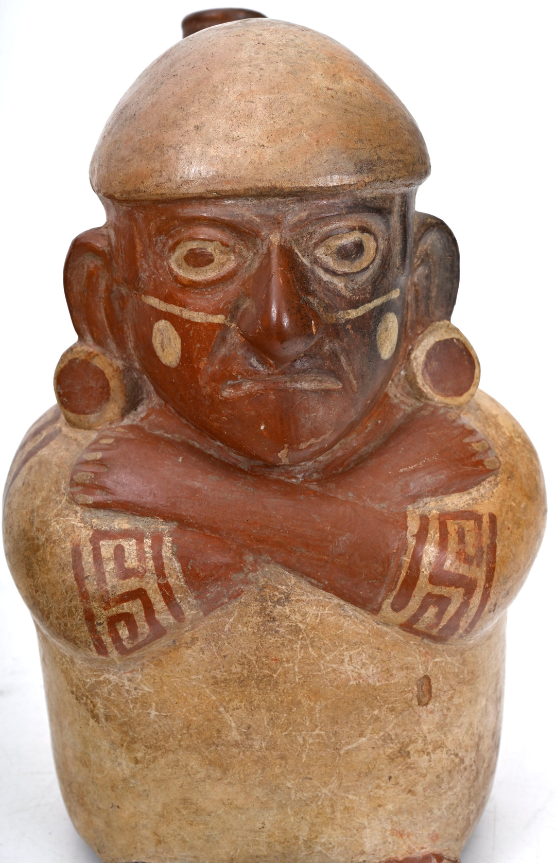 Moche (Mochica) Pottery Bi-chrome Figural Stirrup Vessel