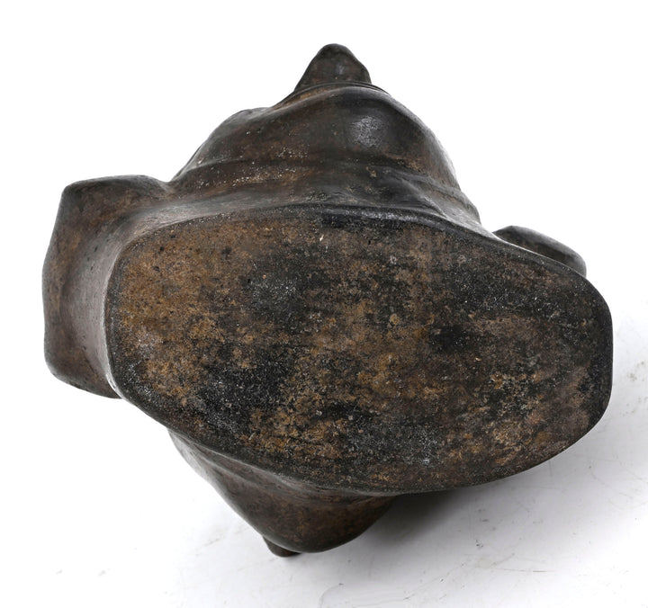 Moche BlackWare Janiform Pottery Portrait Head Stirrup Vessel