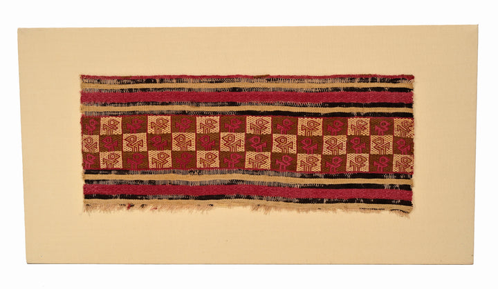 Chimu Textile Panel with Checkerboard of Stylized Avian