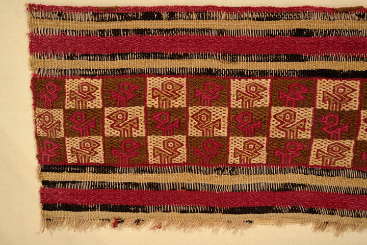 Chimu Textile Panel with Checkerboard of Stylized Avian