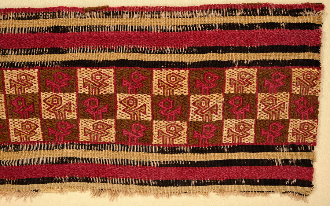 Chimu Textile Panel with Checkerboard of Stylized Avian