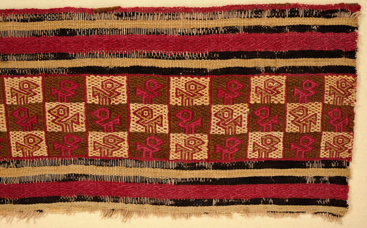 Chimu Textile Panel with Checkerboard of Stylized Avian