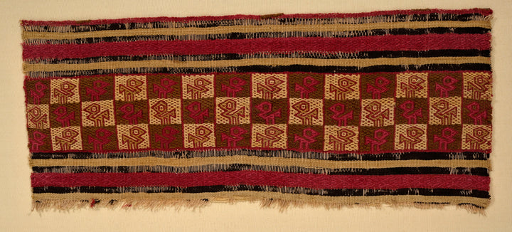 Chimu Textile Panel with Checkerboard of Stylized Avian