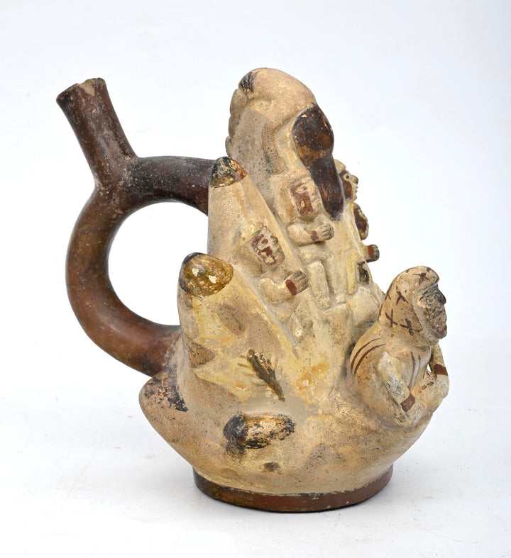 Moche Mountain Sacrifice Scene Stirrup-Spout Vessel