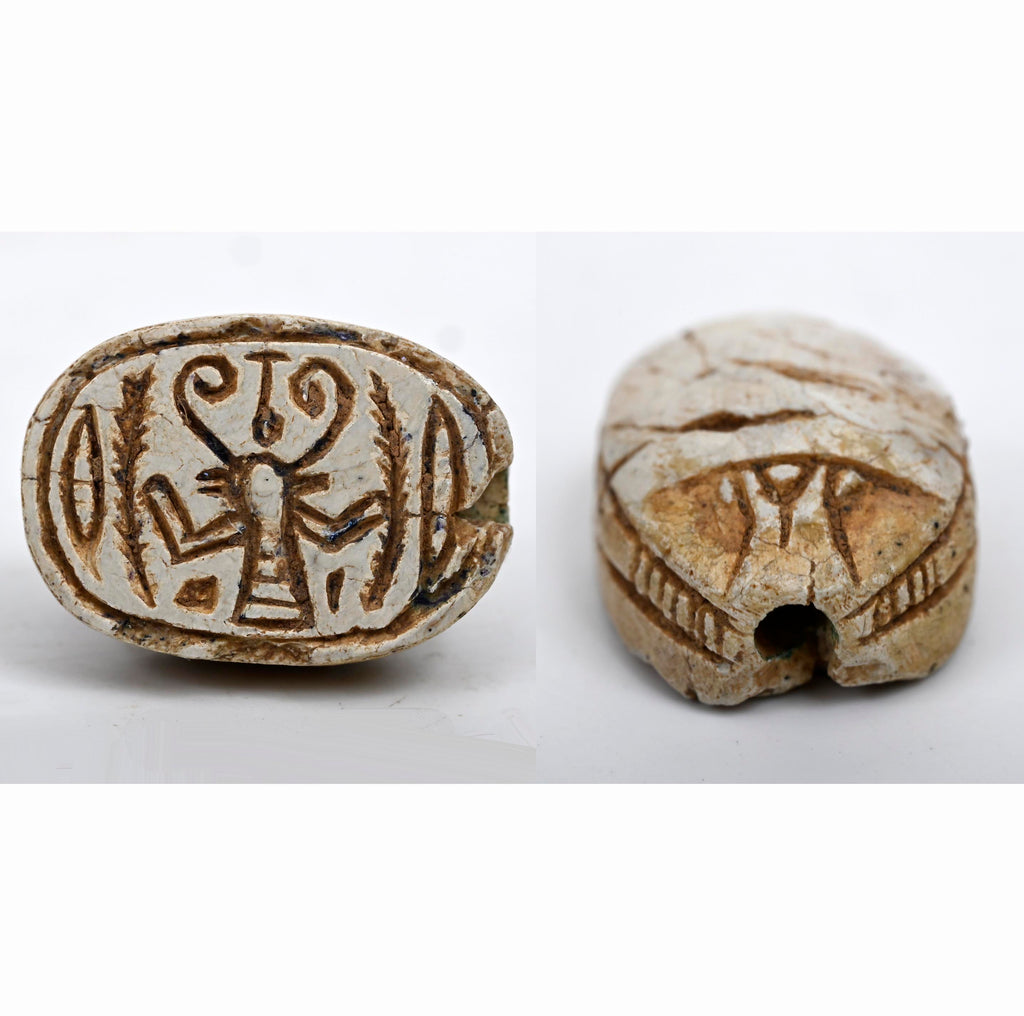 Egyptian Tan Steatite Scarab for Protection