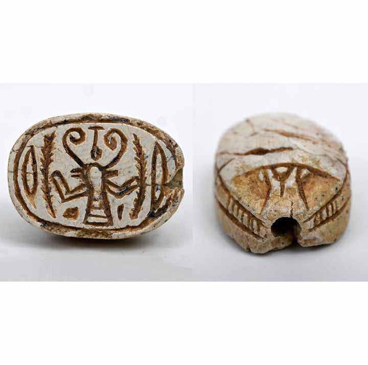 Egyptian Tan Steatite Scarab for Protection