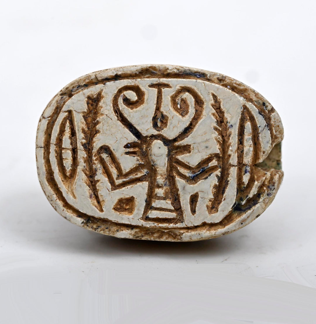 Egyptian Tan Steatite Scarab for Protection