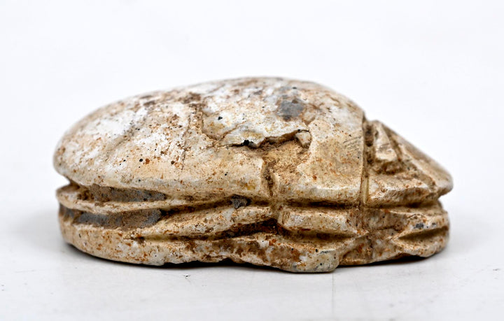 Egyptian Tan Steatite Inscribed Scarab for Protection