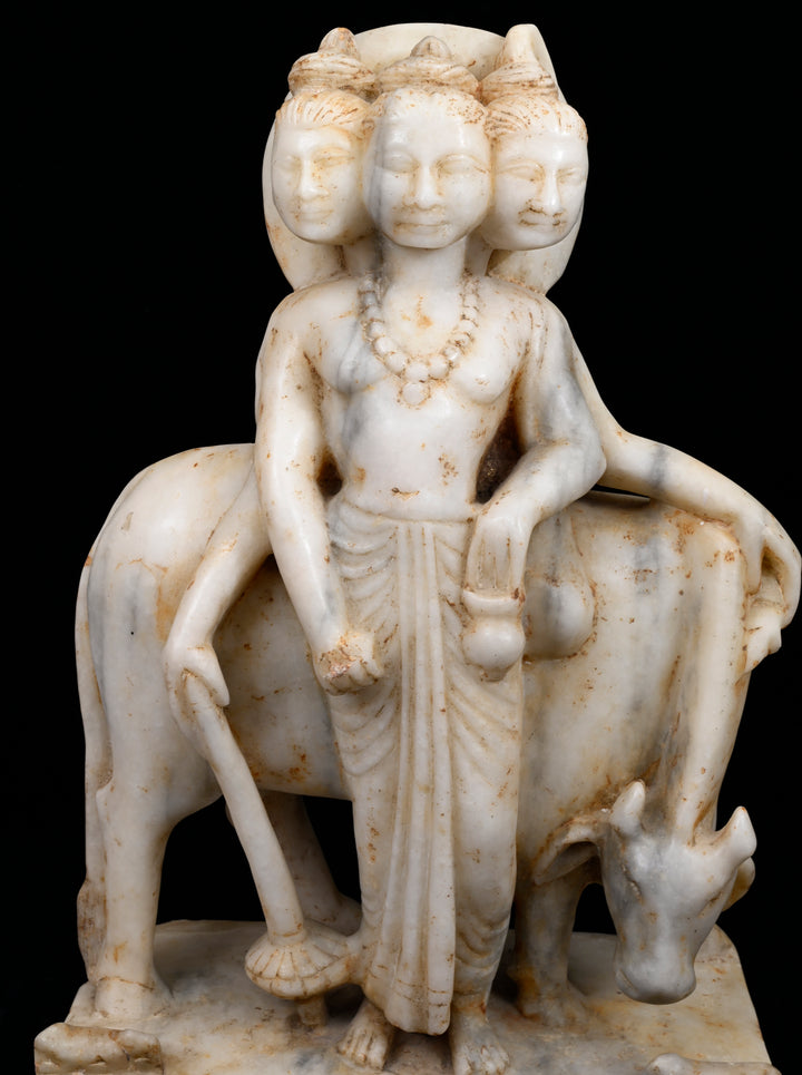 Indian Marble Statue of Dattatreya Trimurti