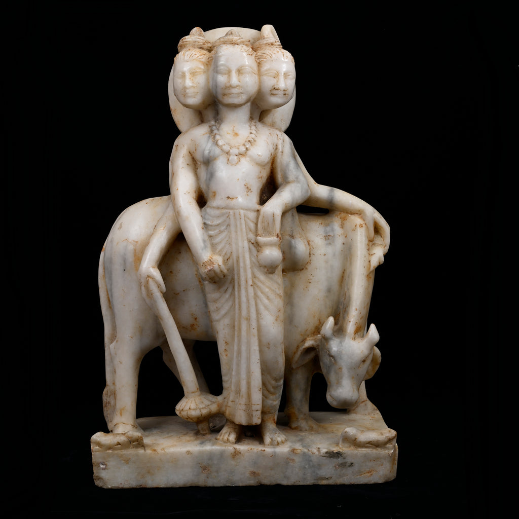Indian Marble Statue of Dattatreya Trimurti